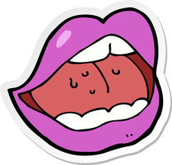 sticker of a cartoon pink mouth