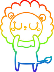 rainbow gradient line drawing cartoon lion