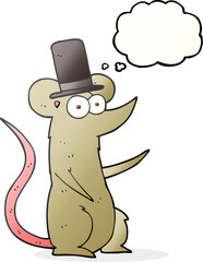thought bubble cartoon mouse wearing top hat