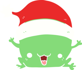cute flat color style cartoon christmas frog