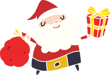 christmas cartoon of kawaii santa