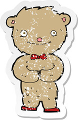 retro distressed sticker of a cartoon teddy bear