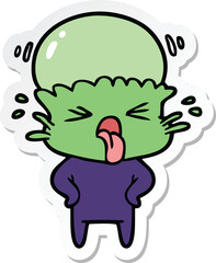 sticker of a weird cartoon alien