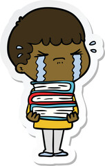sticker of a cartoon man crying