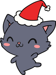 christmas cartoon of kawaii cat