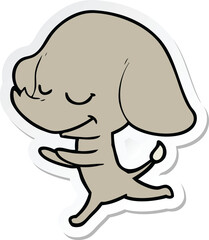 Fototapeta premium sticker of a cartoon smiling elephant running