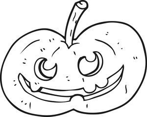 black and white cartoon halloween pumpkin