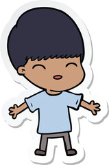 sticker of a happy cartoon boy