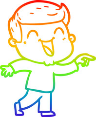 rainbow gradient line drawing cartoon man laughing