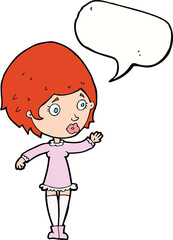 cartoon pretty woman with speech bubble