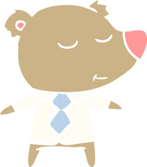 happy flat color style cartoon bear wearing shirt