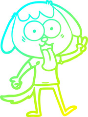 cold gradient line drawing cute cartoon dog