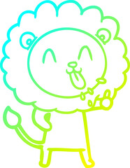 cold gradient line drawing happy cartoon lion