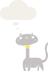 cartoon cat and thought bubble in retro style