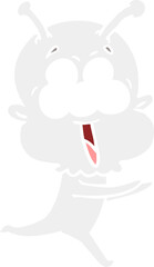 happy flat color style cartoon alien running