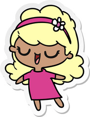 sticker cartoon of cute kawaii girl
