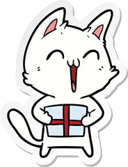 sticker of a happy cartoon cat