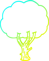 cold gradient line drawing cartoon blooming tree
