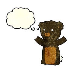 cute cartoon black bear with thought bubble