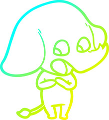 cold gradient line drawing cute cartoon elephant