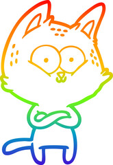 rainbow gradient line drawing cartoon cat