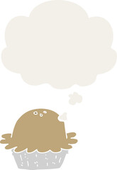 cartoon pie and thought bubble in retro style
