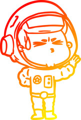 warm gradient line drawing cartoon stressed astronaut