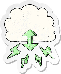 retro distressed sticker of a cartoon digital cloud