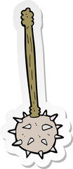 sticker of a cartoon medieval mace
