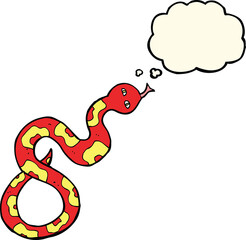 Obraz premium cartoon snake with thought bubble