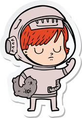sticker of a cartoon astronaut woman