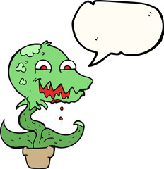 speech bubble cartoon monster plant