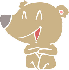 laughing bear flat color style cartoon