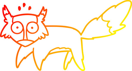 warm gradient line drawing cartoon startled fox