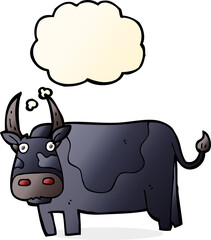 cartoon bull with thought bubble