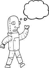 thought bubble cartoon robot
