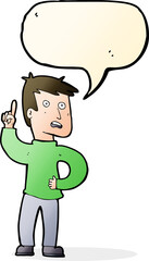 cartoon boy with idea with speech bubble