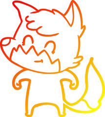 warm gradient line drawing cartoon friendly fox