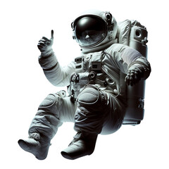 Fototapeta astronaute qui fait un pouce en l'air dans sa combinaison spatiale - fond transparent - generative ai obraz