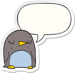 cartoon penguin and speech bubble sticker