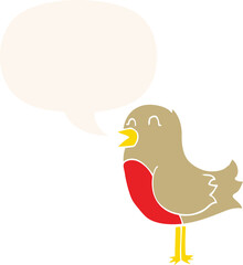 cartoon bird and speech bubble in retro style