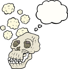 thought bubble cartoon ancient skull