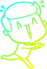 cold gradient line drawing cartoon excited man