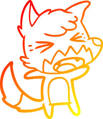 warm gradient line drawing angry cartoon fox