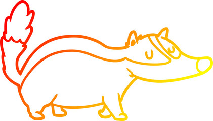 warm gradient line drawing cartoon badger
