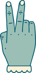 hand raising two fingers gesture illustration