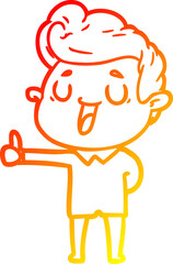 warm gradient line drawing happy cartoon man