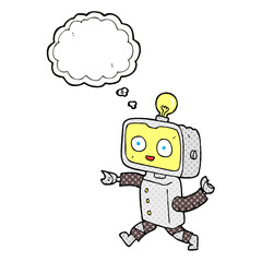 thought bubble cartoon little robot