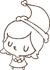 Christmas Woman Charcoal Drawing