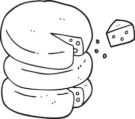 black and white cartoon cheese wheel